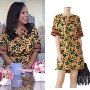 NWOT Scotch&Soda Multi Floral Mixed Media Lightweight Sheath Dress Tie Waist S